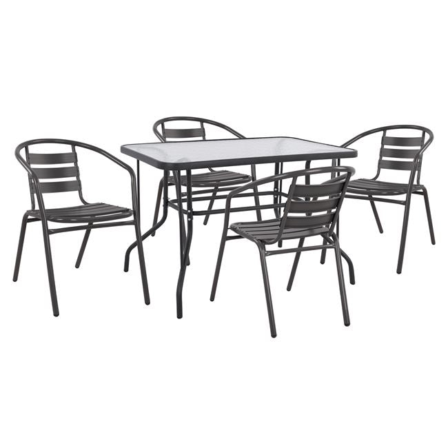 Set 5 pieces with Table Adam 110x60x71cm & Armchairs Laura Gey color HM21220.01