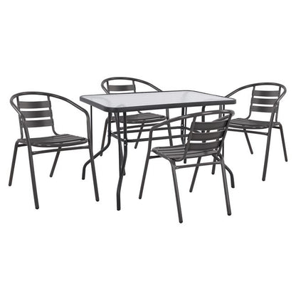 Set 5 pieces with Table Adam 110x60x71cm & Armchairs Laura Gey color HM21220.01