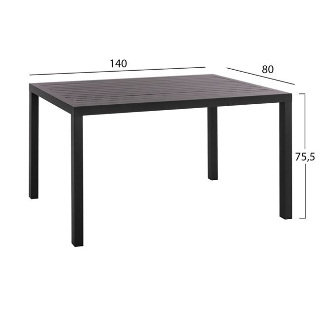 Set 5 pieces with Table Aluminum 140x80x75.5 & Chairs Amore in Grey color HM10534