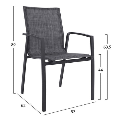 Set 5pieces aluminum Armchair & aluminum chairs grey HM10595.02