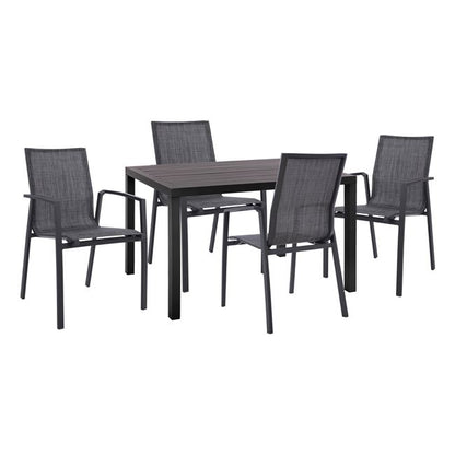 Set 5pieces aluminum Armchair & aluminum chairs grey HM10595.02