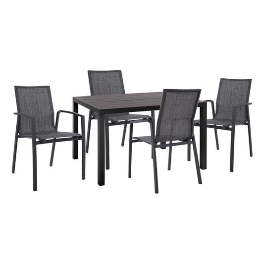 Set 5pieces aluminum Armchair & aluminum chairs grey HM10595.02