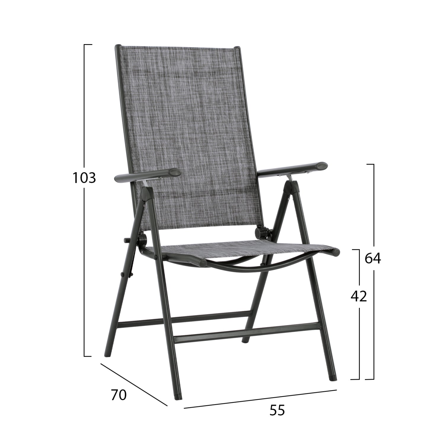 Set 5 pieces Metallic Table & Folding grey chairs HM10558.01