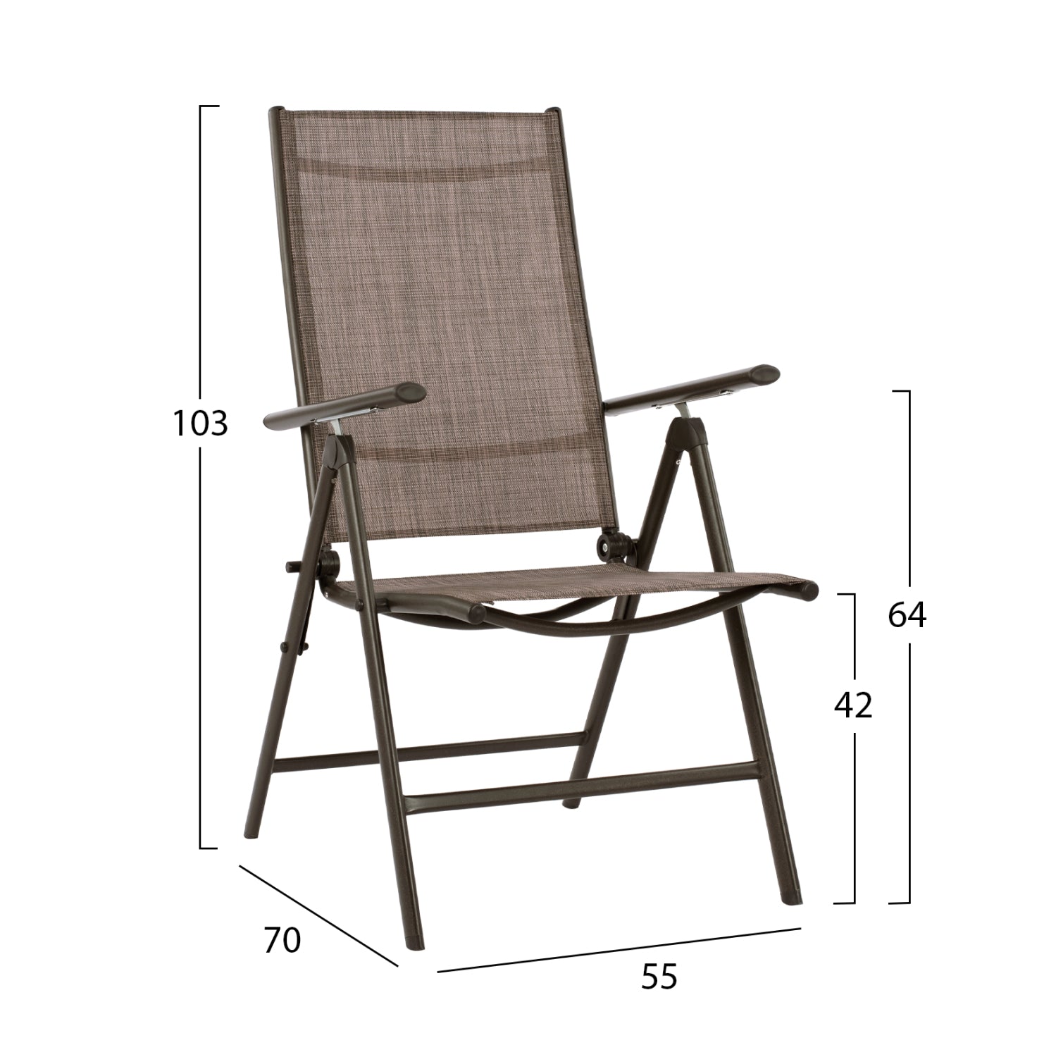 Set 5 pieces Metallic Table & Folding chairs Brown HM10558.02