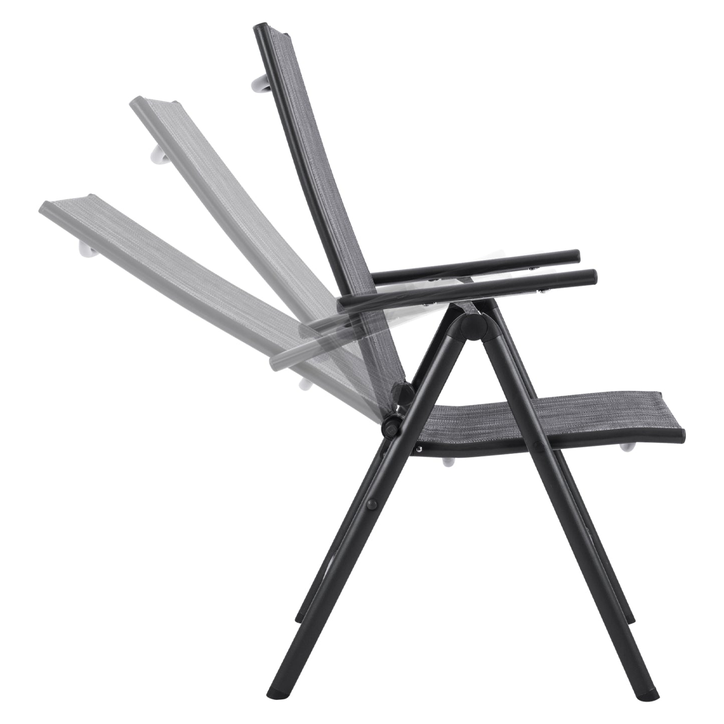 Set 5 pieces Metallic Table & Folding grey chairs HM10558.01