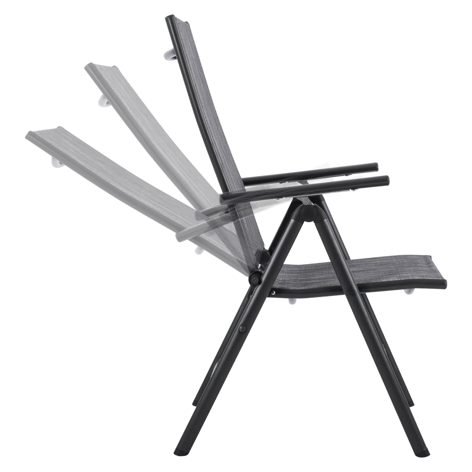 Set 5 pieces Metallic Table & Folding grey chairs HM10558.01