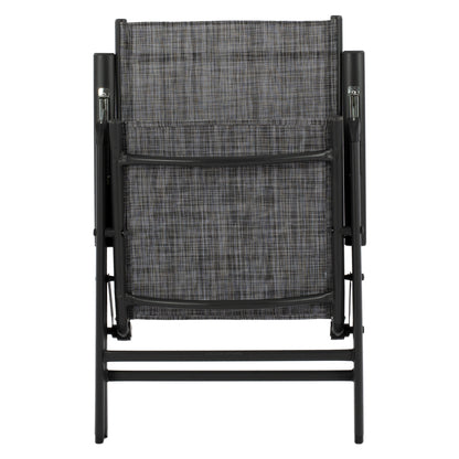 Set 5 pieces Metallic Table & Folding grey chairs HM10558.01