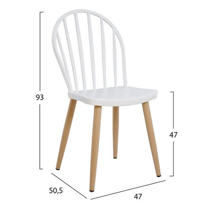 Set 5 pieces Table Sonama & Polypropylene Chairs White with metallic legs HM11025.01