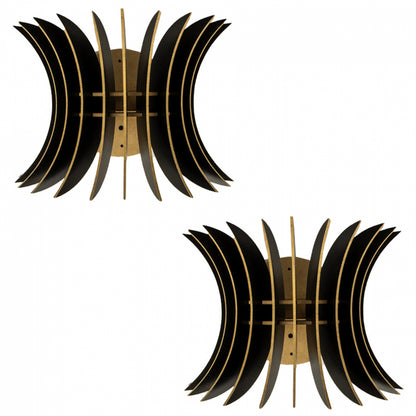 ΣΕΤ ΑΠΛΙΚΕΣ ΤΟΙΧΟΥ 2ΤΜΧ ΞΥΛΙΝΕΣ ΑΠΟ MDF ΜΑΥΡΟ HM7380.03 28x20x20Υ εκ.