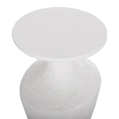 SIDE TABLES 2PCS SET REBON HM21137.02 FIBER CEMENT IN WHITE--Φ40cm & Φ27.5cm