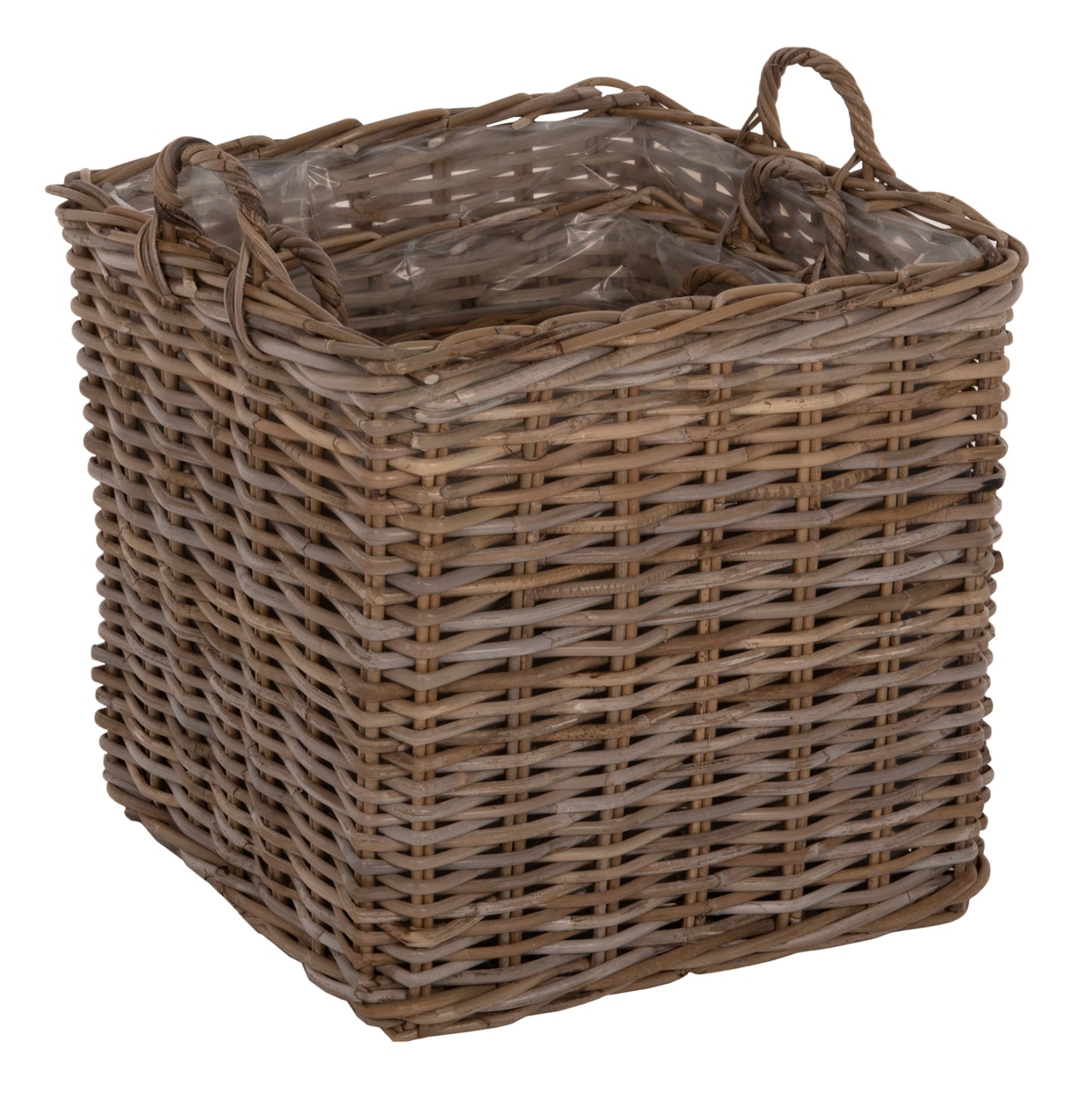 DECORATIVE BASKETS KATER 4PCS HM9657 KUBU RATTAN IN GREY 52x52x50-57Hcm.