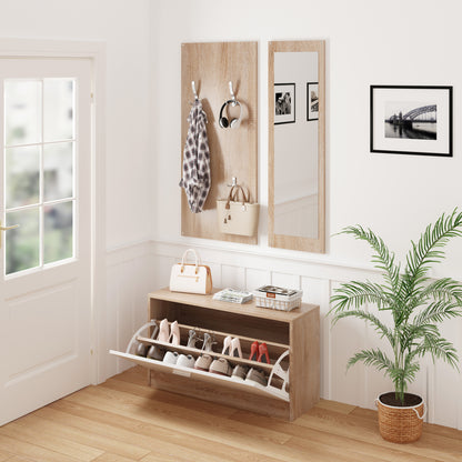 ENTRYWAY SET WITH MIRROR VERN HM2476.04 MELAMINE IN SONAMA-WHITE 80x27x175Hcm.