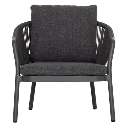OUTDOOR 3PCS SET DRISCOLL HM10907.01 COFEE TABLE & 2 ARMCHAIRS--ALUMINUM IN GREY