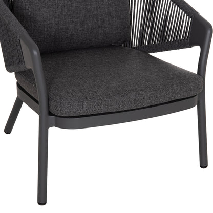 OUTDOOR 3PCS SET DRISCOLL HM10907.01 COFEE TABLE & 2 ARMCHAIRS--ALUMINUM IN GREY