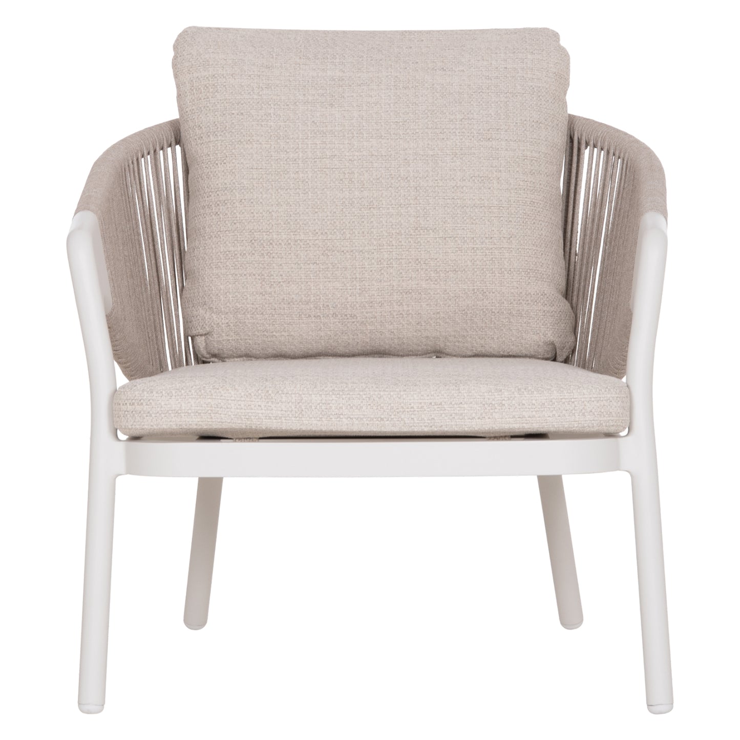 OUTDOOR 3PCS SET DRISCOLL HM10907.02 COFEE TABLE & 2 ARMCHAIRS--ALUMINUM IN CREAM WHITE