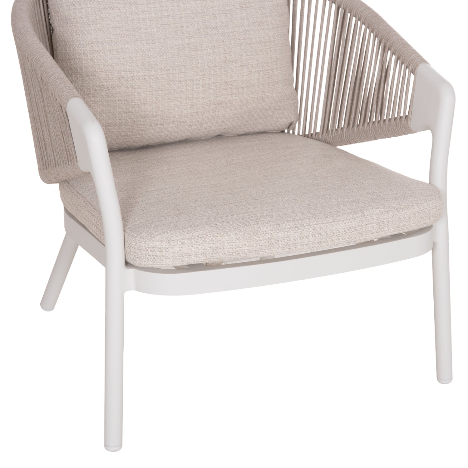 OUTDOOR 3PCS SET DRISCOLL HM10907.02 COFEE TABLE & 2 ARMCHAIRS--ALUMINUM IN CREAM WHITE