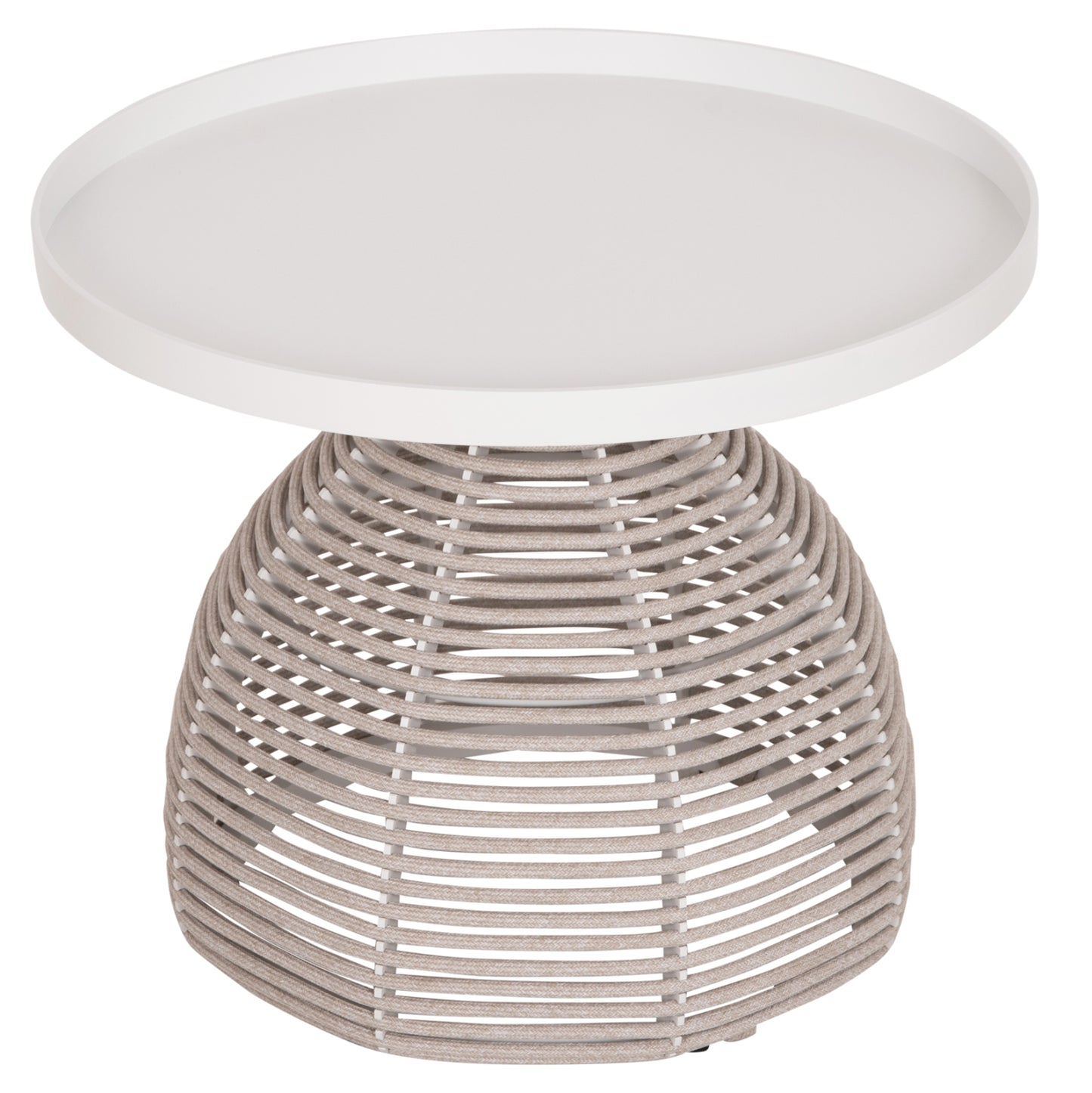 OUTDOOR 3PCS SET DRISCOLL HM10907.02 COFEE TABLE & 2 ARMCHAIRS--ALUMINUM IN CREAM WHITE