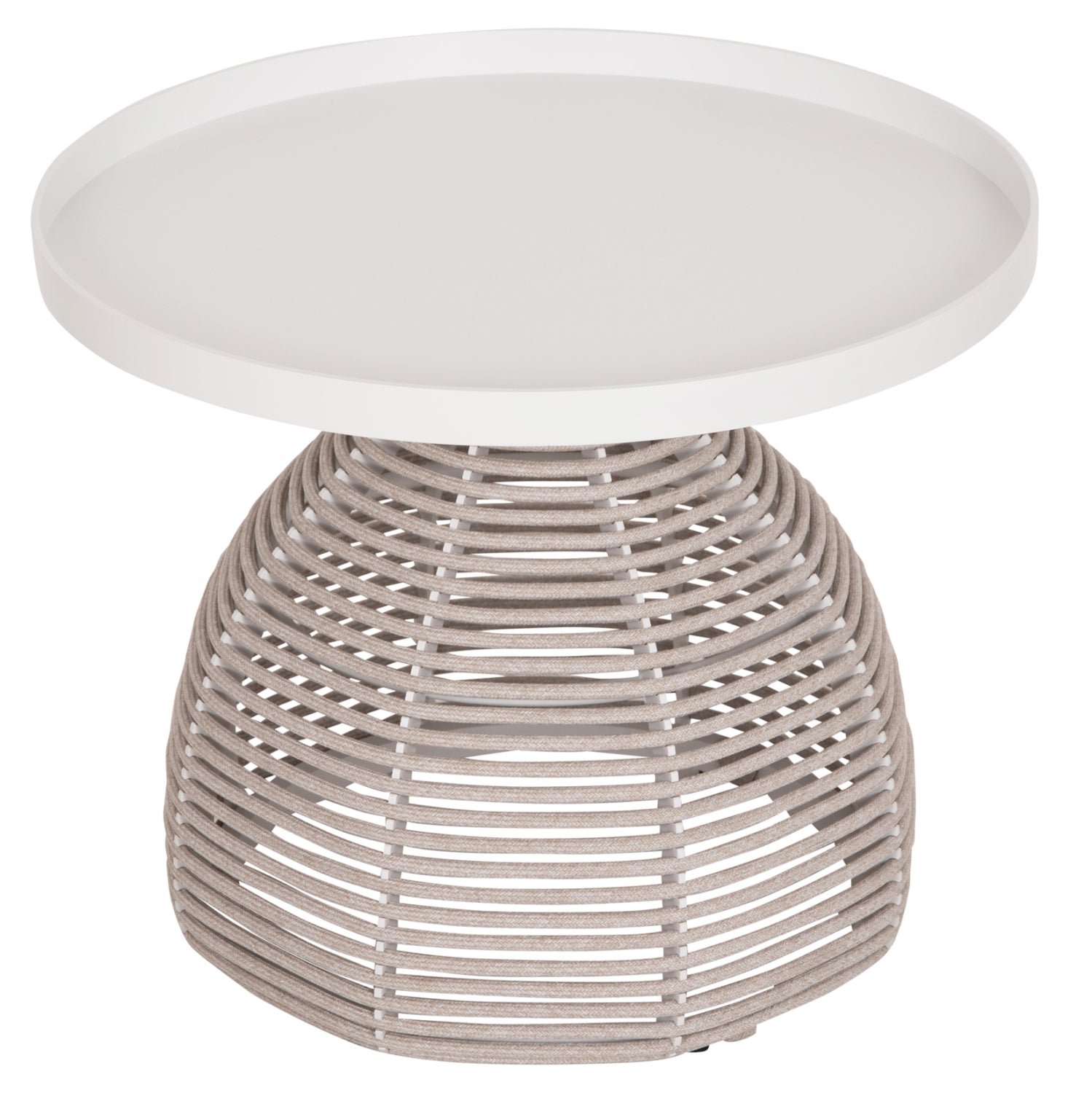 OUTDOOR 3PCS SET DRISCOLL HM10907.02 COFEE TABLE & 2 ARMCHAIRS--ALUMINUM IN CREAM WHITE