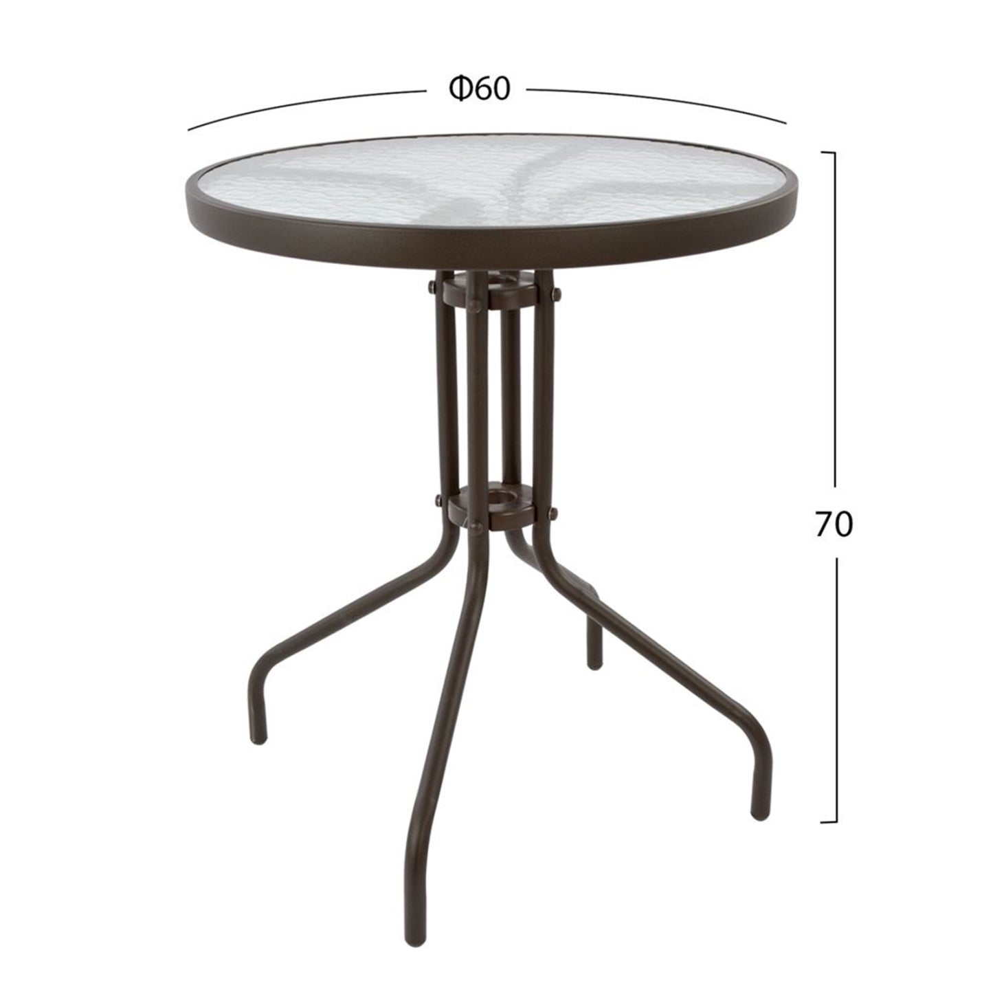 OUTDOOR DINING SET 3PCS LIMA HM21038.02 METAL ROUND TABLE & 2 FOLDABLE CHAIRS-BROWN