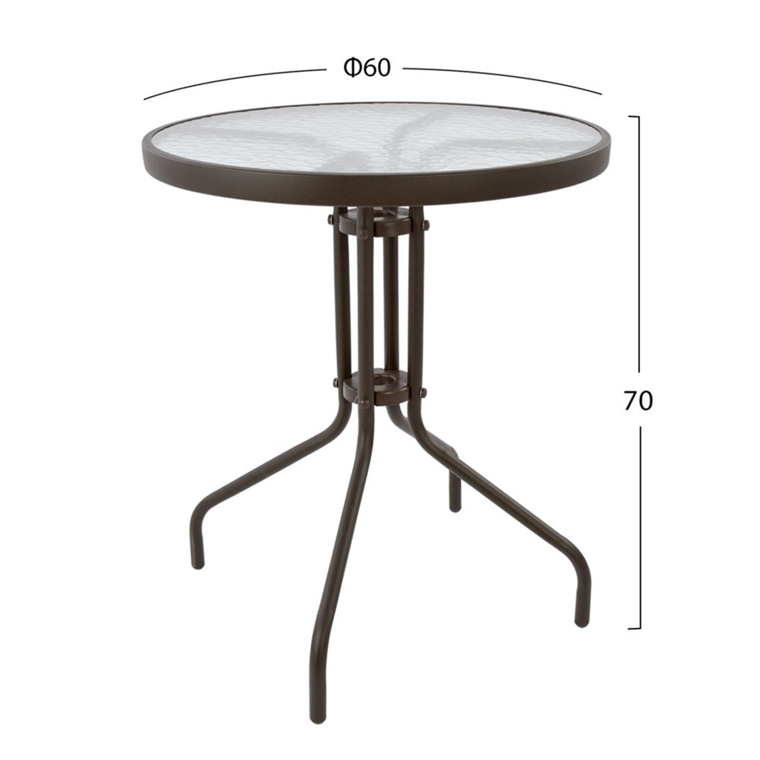 OUTDOOR DINING SET 3PCS LIMA HM21038.02 METAL ROUND TABLE & 2 FOLDABLE CHAIRS-BROWN