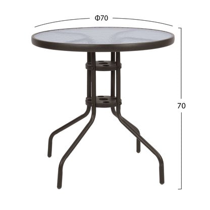 OUTDOOR SET 3PCS HM10712 BROWN METAL-SAFETY GLASS-BROWN TEXTILENE