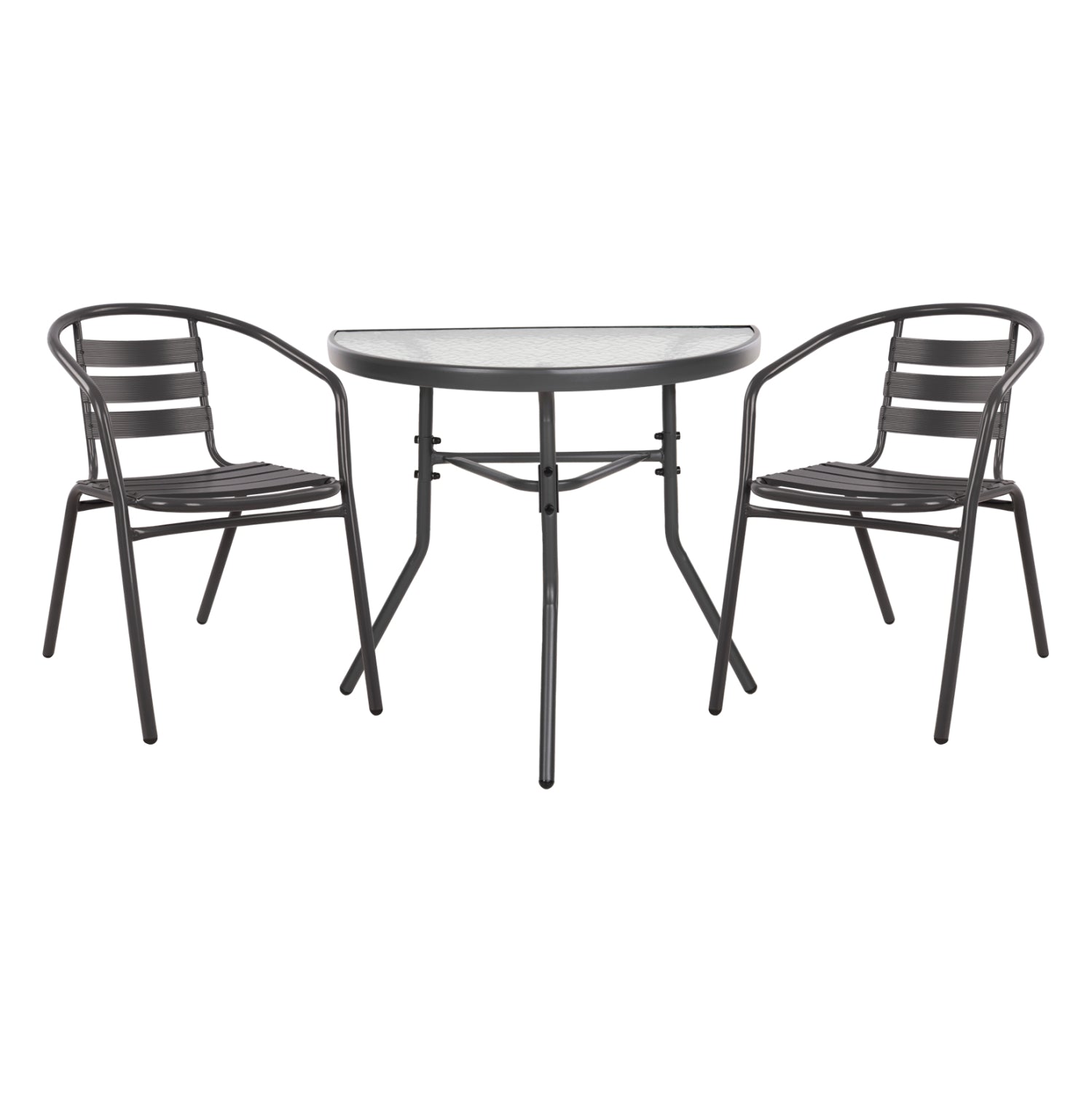 OUTDOOR LOUNGE SET 3PCS LAURA HM21112 SEMICIRCULAR TABLE & 2 ARMCHAIRS IN GREY