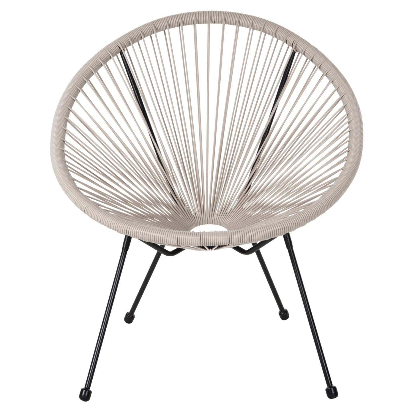 OUTDOOR LOUNGE SET 3PCS ACAPULCO HM11861.03 P.E.RATTAN ECRU-METAL IN BLACK