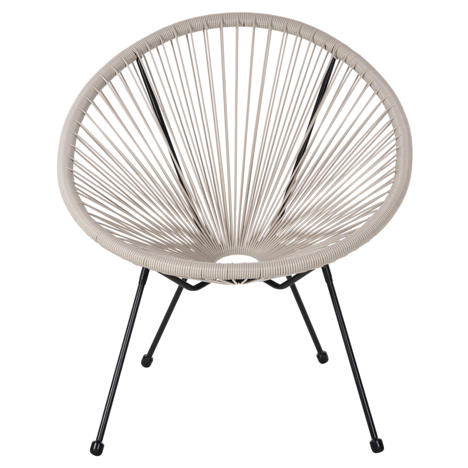 OUTDOOR LOUNGE SET 3PCS ACAPULCO HM11861.03 P.E.RATTAN ECRU-METAL IN BLACK