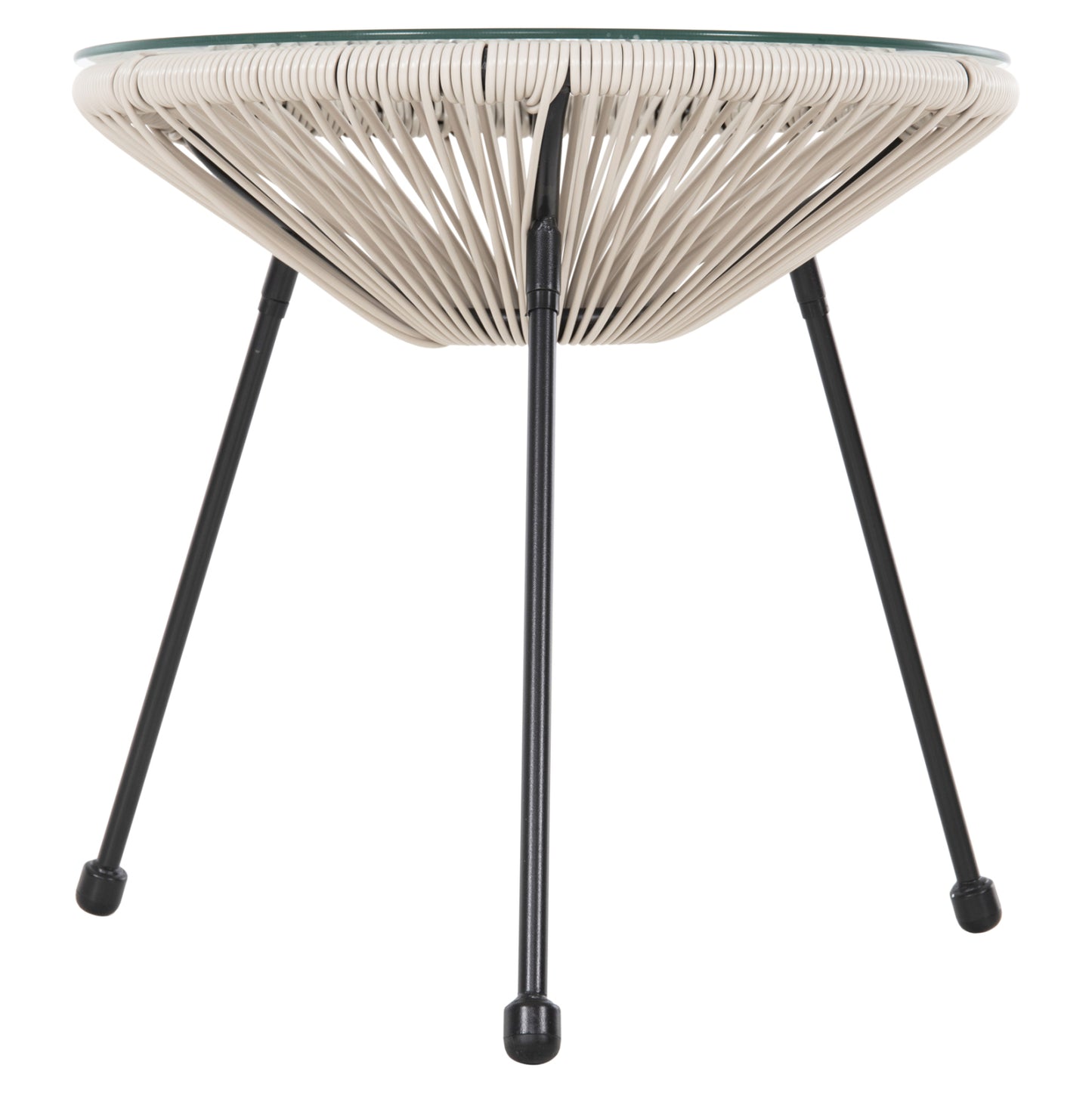 OUTDOOR LOUNGE SET 3PCS ACAPULCO HM11861.03 P.E.RATTAN ECRU-METAL IN BLACK
