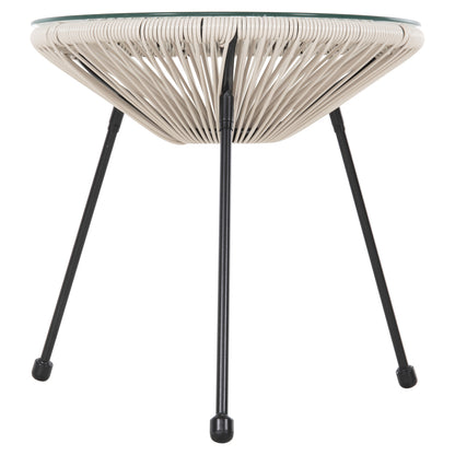 OUTDOOR LOUNGE SET 3PCS ACAPULCO HM11861.03 P.E.RATTAN ECRU-METAL IN BLACK