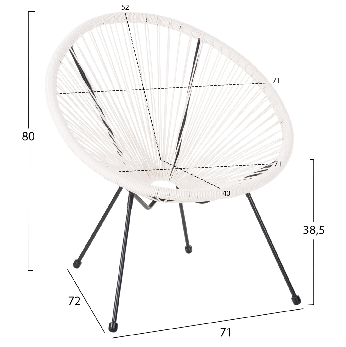 OUTDOOR LOUNGE SET 3PCS ACAPULCO HM11861.12 P.E.RATTAN WHITE-METAL IN BLACK