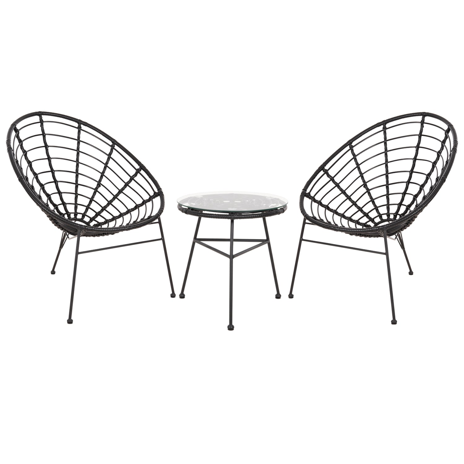 OUTDOOR LOUNGE SET 3PCS ALLEGRA HM21047.12 BLACK SYNTH.RATTAN & METAL