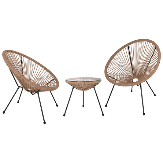 OUTDOOR LOUNGE SET 3PCS ACAPULCO HM21100 TWISTED WICKER-METAL