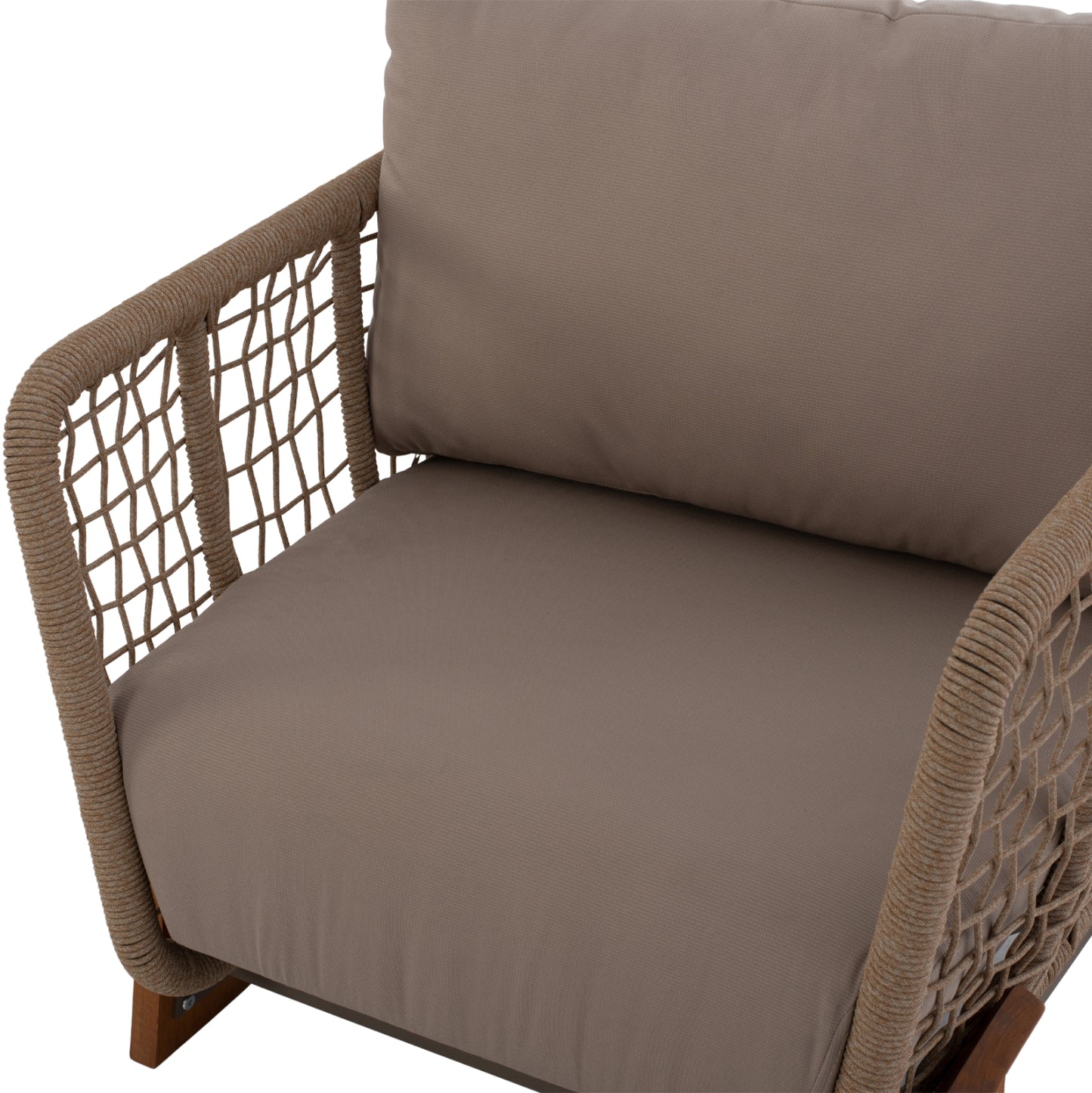 OUTDOOR SET OXFORD 4PCS IROKO ROPE TEMPERED GLASS HM5884.01