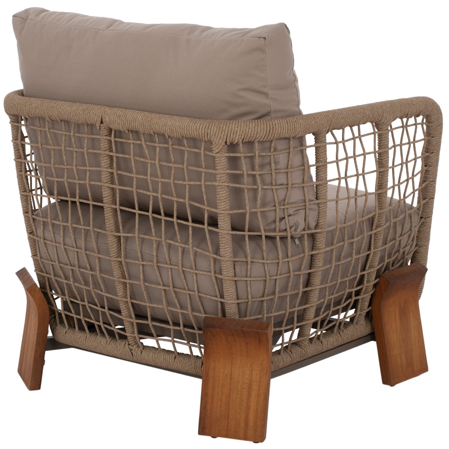 OUTDOOR SET OXFORD 4PCS IROKO ROPE TEMPERED GLASS HM5884.01