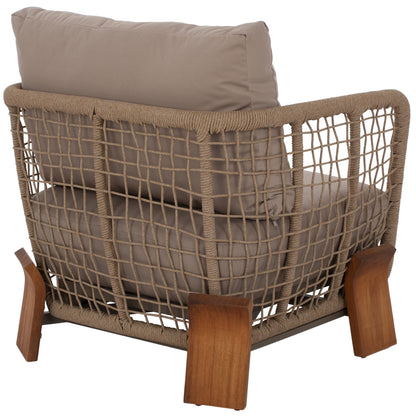 OUTDOOR SET OXFORD 4PCS IROKO ROPE TEMPERED GLASS HM5884.01