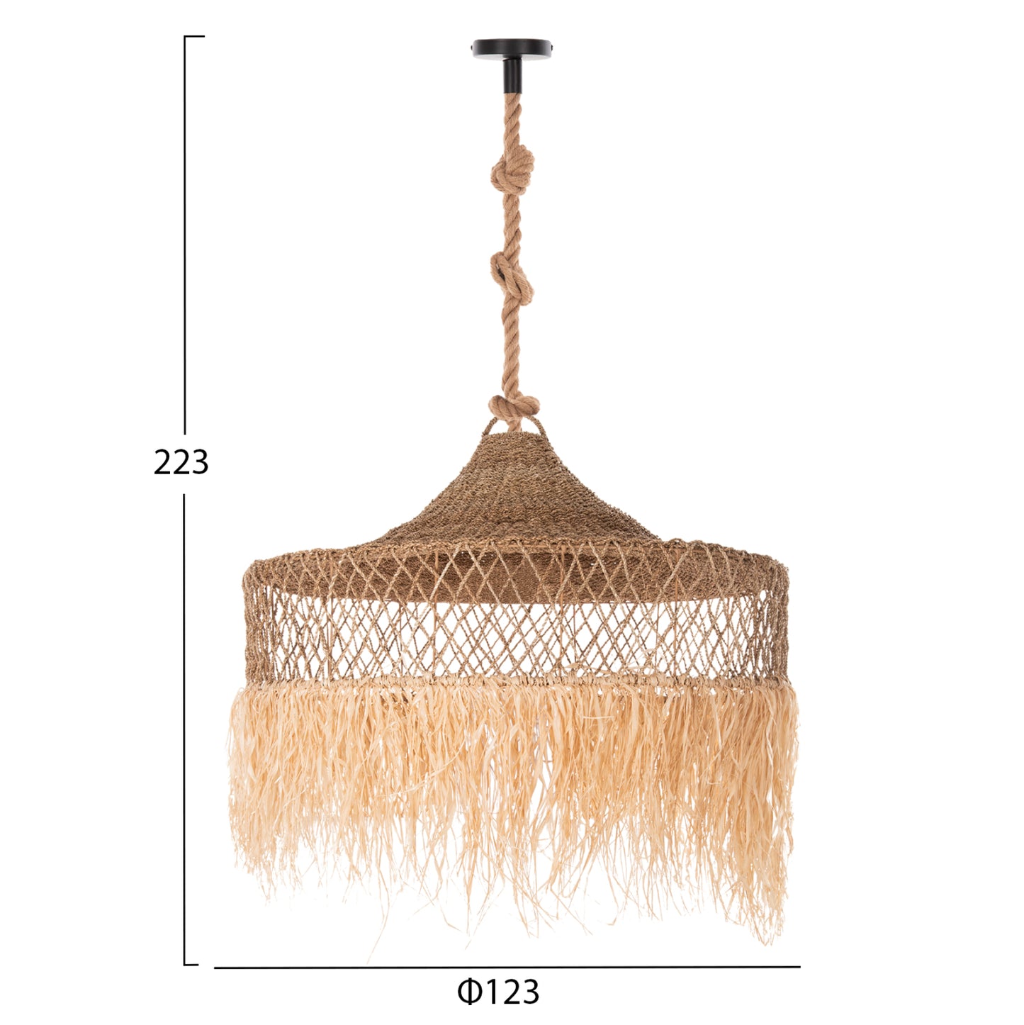CEILING PENDANT LUMINAIRE SET HM11918 ROPE AND PALM LEAF FIBERS & GRASS Φ123Χ223Hcm.