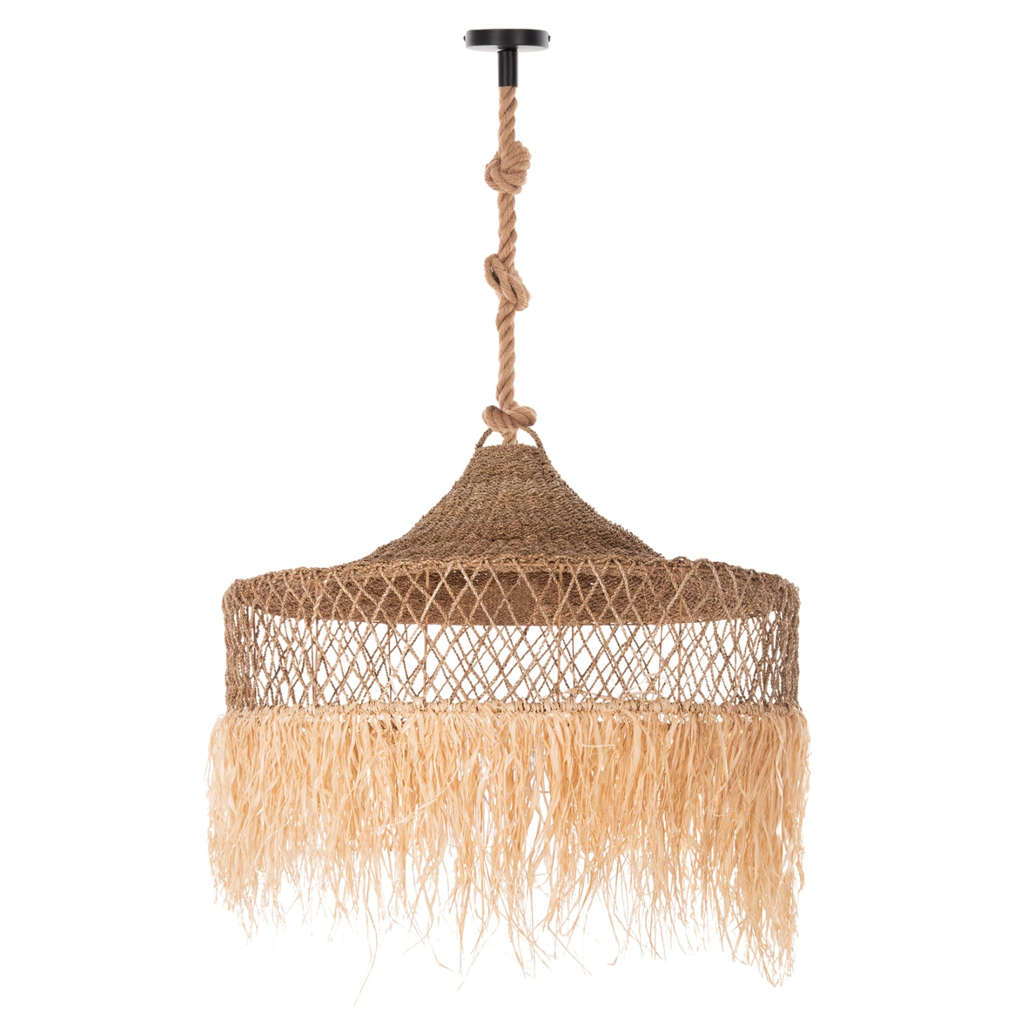 CEILING PENDANT LUMINAIRE SET HM11918 ROPE AND PALM LEAF FIBERS & GRASS Φ123Χ223Hcm.