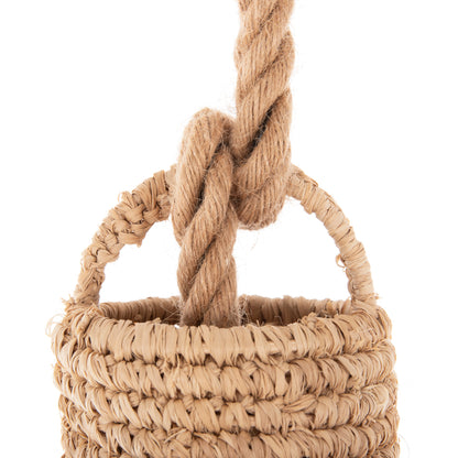 CEILING PENDANT LUMINAIRE SET HM11924 ROPE AND DRIED PALM LEAF FIBERS Φ52.5Χ160H cm.