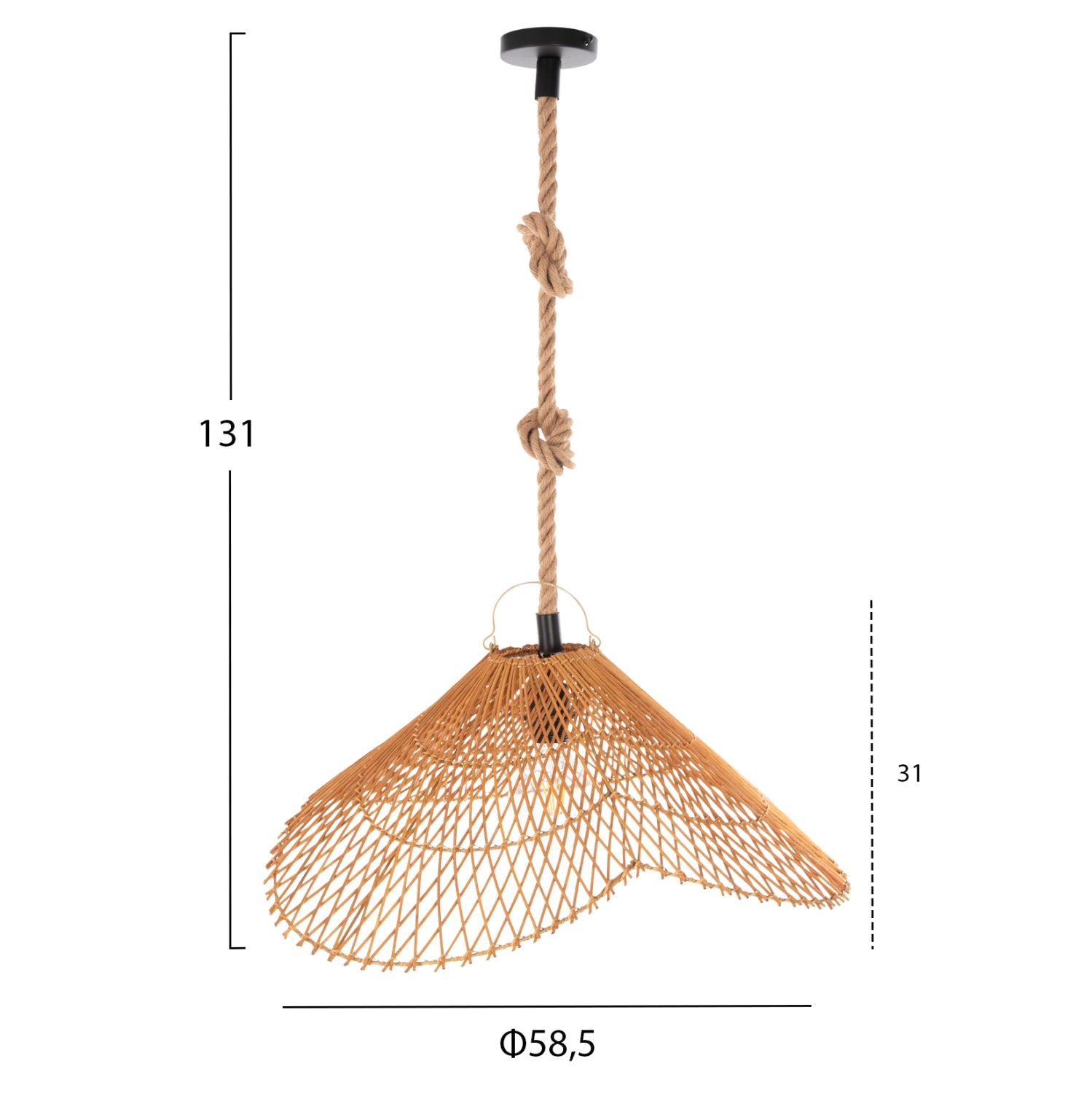 CEILING PENDANT LUMINAIRE SET HM11925.01 ROPE AND NATURAL RATTAN Φ58.5Χ131H cm.
