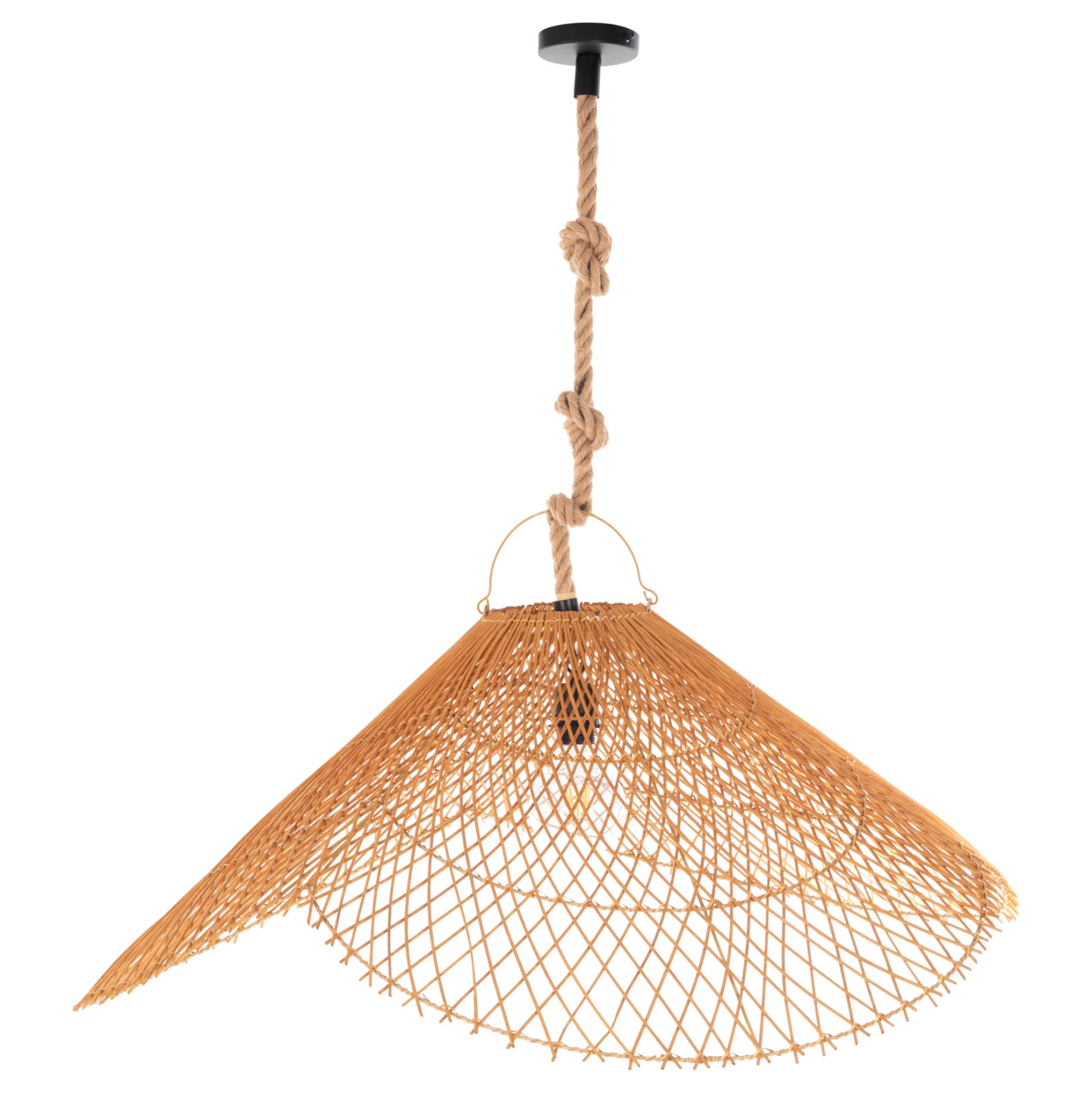 CEILING PENDANT LUMINAIRE SET HM11926 ROPE- NATURAL RATTAN-SAND BEIGE Φ97Χ146H cm.