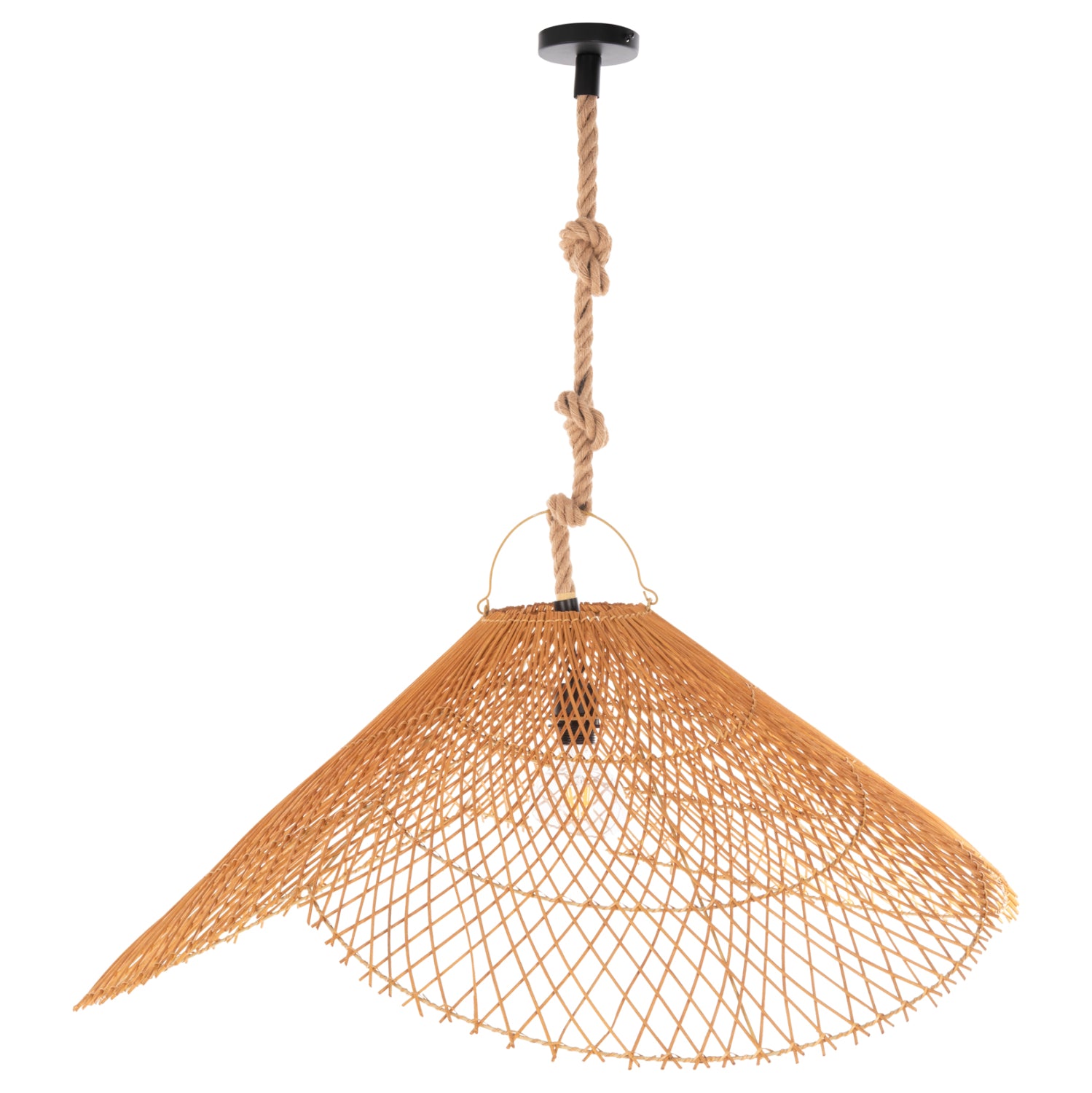 CEILING PENDANT LUMINAIRE SET HM11926 ROPE- NATURAL RATTAN-SAND BEIGE Φ97Χ146H cm.