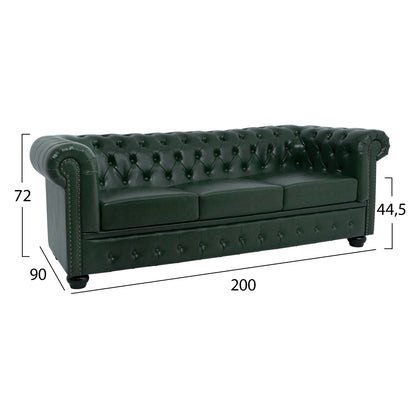 SET 2-SEATER & 3-SEATER SOFAS MOBAR HM10911.08 PU LEATHER T.CHESTERFIELD--CYPRESS GREEN