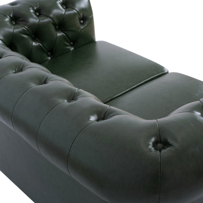 SET 2-SEATER & 3-SEATER SOFAS MOBAR HM10911.08 PU LEATHER T.CHESTERFIELD--CYPRESS GREEN