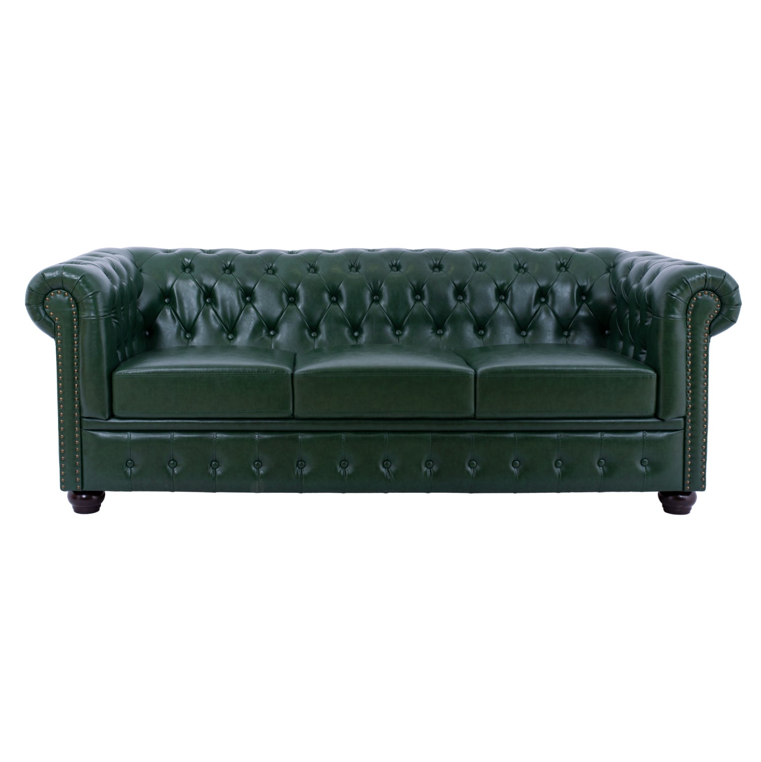 SET 2-SEATER & 3-SEATER SOFAS MOBAR HM10911.08 PU LEATHER T.CHESTERFIELD--CYPRESS GREEN
