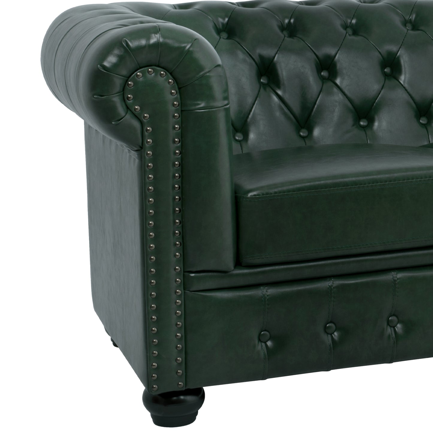 SET 2-SEATER & 3-SEATER SOFAS MOBAR HM10911.08 PU LEATHER T.CHESTERFIELD--CYPRESS GREEN