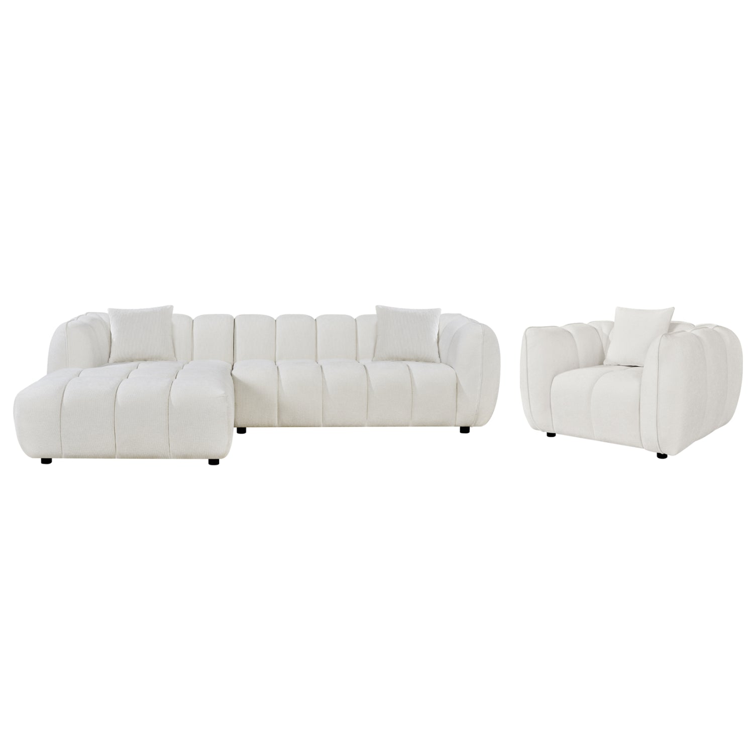 SET CORNER SOFA (LEFT)-ARMCHAIR LOUNGE LYKKE HM10820.02L ECRU FABRIC