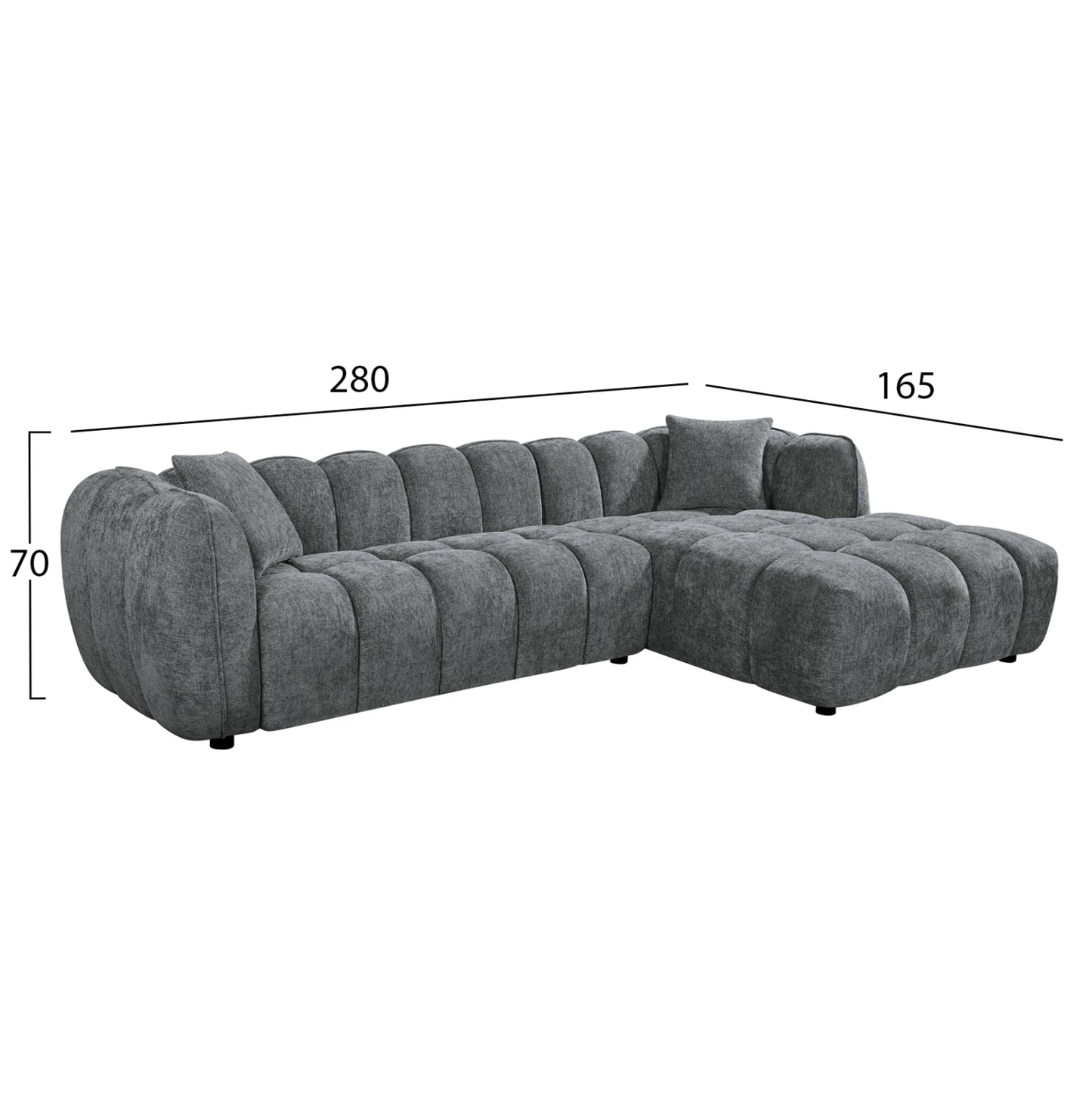 SET CORNER SOFA (RIGHT)-ARMCHAIR LOUNGE LYKKE HM10821.01R GREY FABRIC