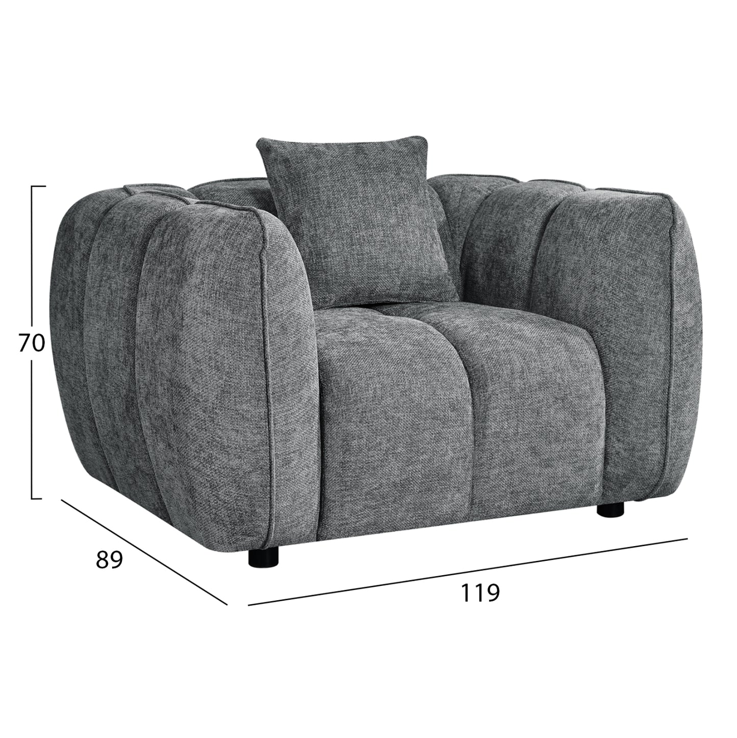 SET CORNER SOFA (RIGHT)-ARMCHAIR LOUNGE LYKKE HM10821.01R GREY FABRIC