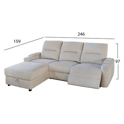 SET SOFA-RELAX ARMCHAIR SYNTHIA HM10735.01 BEIGE FABRIC--ELECTRIC RECLINE [L]